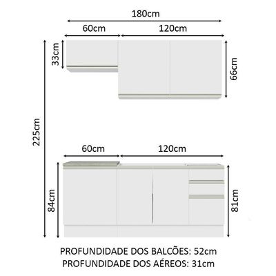 Cozinha Completa 180007 Com Armário E Balcão Branco Branco
