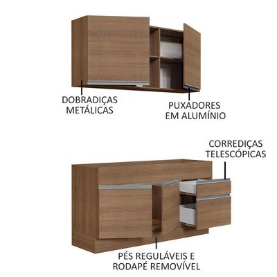 Cozinha Compacta 150002 Com Armário E Balcão RusticRustic