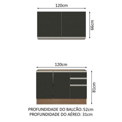Cozinha Compacta 120003 Com Armário E Balcão Rustic/Preto