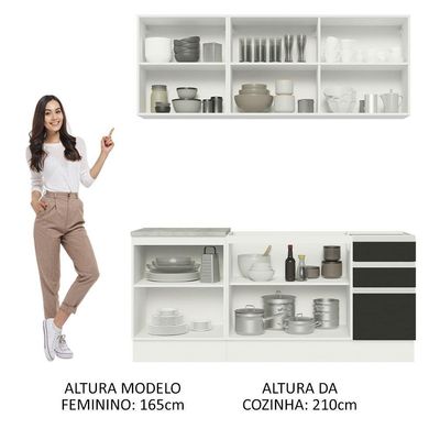 Cozinha Completa 180005 Com Armário E Balcão Branco/Preto