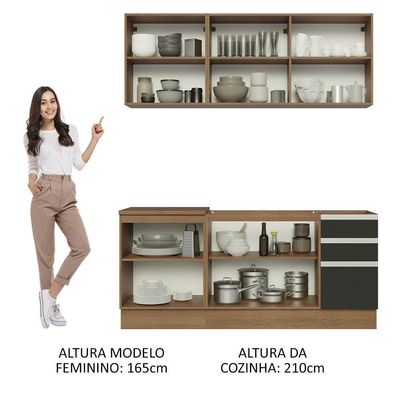 Cozinha Completa 180005 Com Armário E Balcão Rustic/Preto