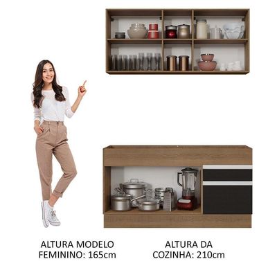 Cozinha Compacta 150002 Com Armário E Balcão Rustic/Preto
