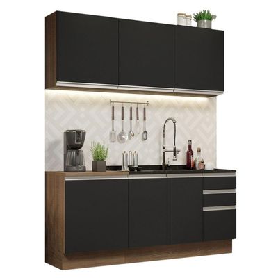 Cozinha Completa 180005 Com Armário E Balcão Rustic/Preto