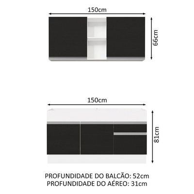 Cozinha Compacta 150002 Com Armário E Balcão Branco/Preto