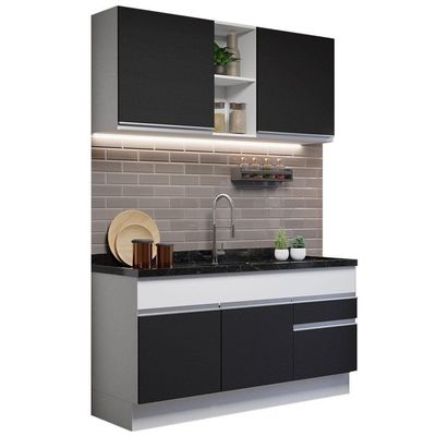 Cozinha Compacta 150002 Com Armário E Balcão Branco/Preto