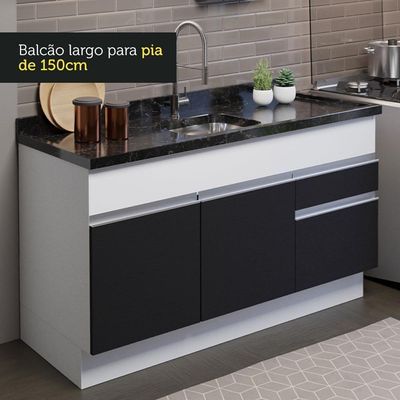 Cozinha Compacta 150002 Com Armário E Balcão Branco/Preto