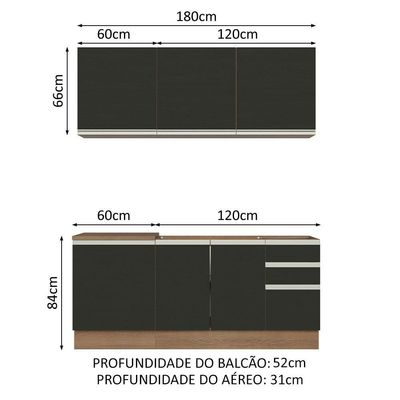 Cozinha Completa 180005 Com Armário E Balcão Rustic/Preto