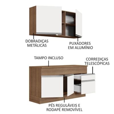 Cozinha Compacta 150001 Com Armário E Balcão Rustic/branco
