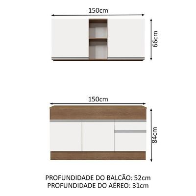 Cozinha Compacta 150001 Com Armário E Balcão Rustic/branco