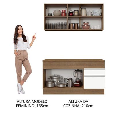 Cozinha Compacta 150001 Com Armário E Balcão Rustic/branco