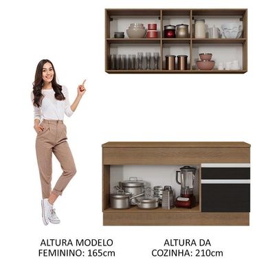 Cozinha Compacta 150001 Com Armário E Balcão Rustic/Preto