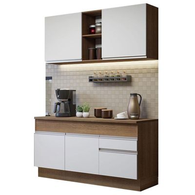 Cozinha Compacta 150001 Com Armário E Balcão Rustic/branco