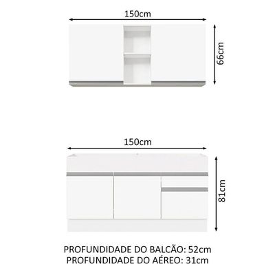 Cozinha Compacta 150002 Com Armário E Balcão Branco Branco
