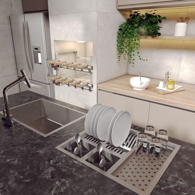 Calha Technox Quadrada Canal Equipado Escorredor Louça Inox