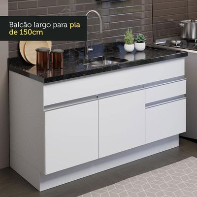Cozinha Compacta 150002 Com Armário E Balcão Branco Branco