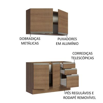 Cozinha Compacta 120003 Com Armário E Balcão RusticRustic