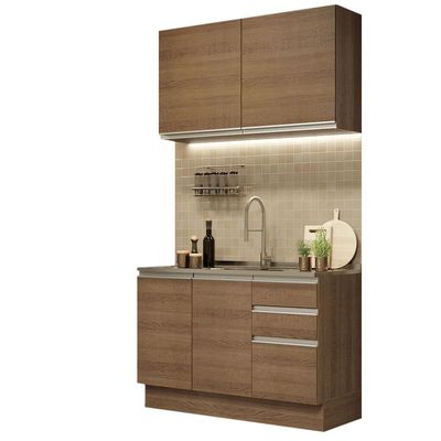 Cozinha Compacta 120003 Com Armário E Balcão RusticRustic
