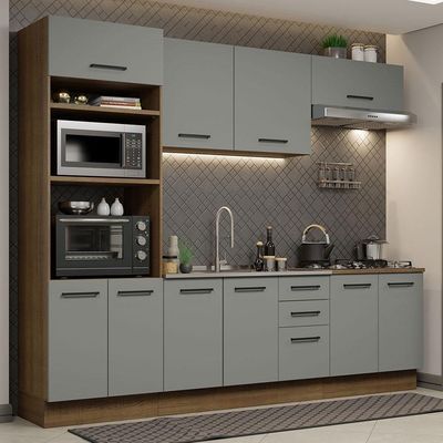 Cozinha Completa 270001 Com Armário E Balcão Rustic/Cinza