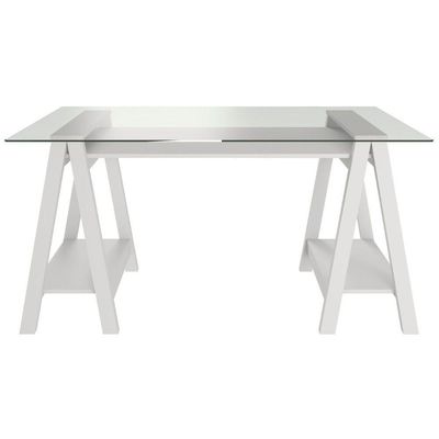 Escrivaninha Mesa De Vidro 8mm Cristal Branco