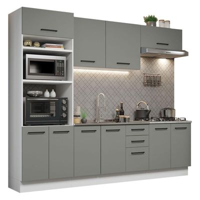 Cozinha Completa 270001 Com Armário E Balcão Branco/Cinza