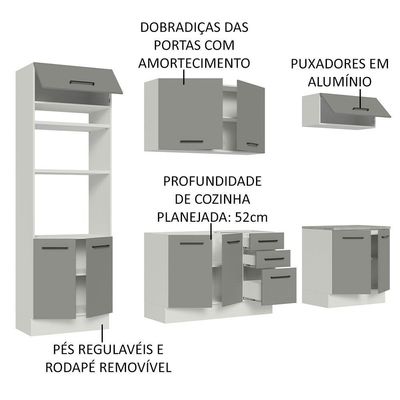 Cozinha Completa 270001 Com Armário E Balcão Branco/Cinza
