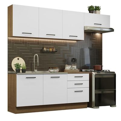 Cozinha Completa 260002 Com Armário E Balcão Rustic/branco