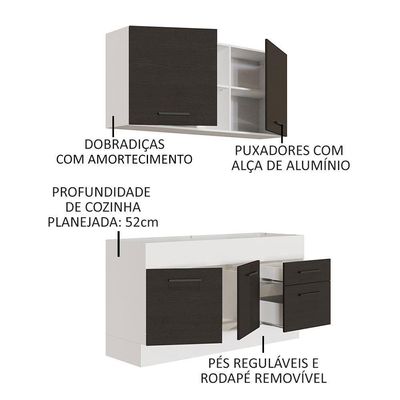 Cozinha Compacta 150002 Com Armário E Balcão Branco/Preto
