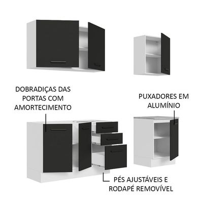 Cozinha Completa 180001 Com Armário E Balcão Branco/Preto