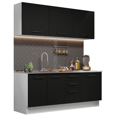 Cozinha Completa 180001 Com Armário E Balcão Branco/Preto