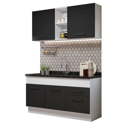 Cozinha Compacta 150002 Com Armário E Balcão Branco/Preto