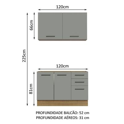 Cozinha Compacta 120001 Com Armário E Balcão Rustic/Cinza