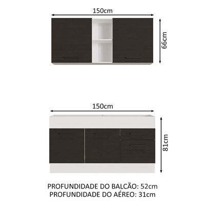 Cozinha Compacta 150002 Com Armário E Balcão Branco/Preto