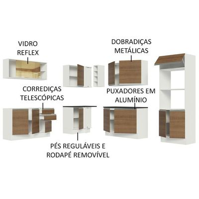 Cozinha Completa 459001 Com Armário E Balcão Branco/Rustic