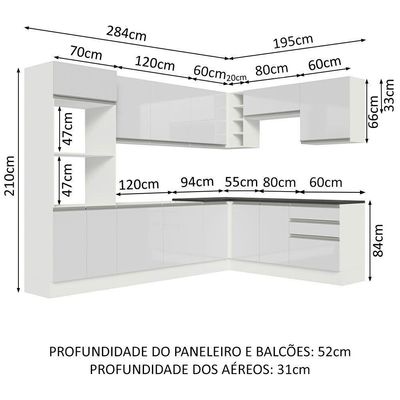 Cozinha Completa 479003 Armário E Balcão Branco Brilho