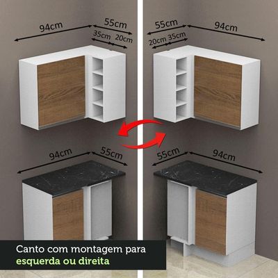 Cozinha Completa 389002 Com Armário E Balcão Branco/Rustic