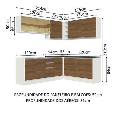 Cozinha Completa 389002 Com Armário E Balcão Branco/Rustic