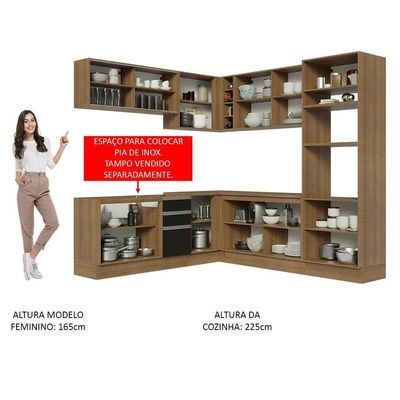 Cozinha Completa 459001 Com Armário E Balcão Rustic/Preto