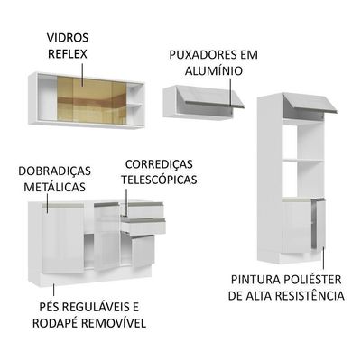 Cozinha Completa 270008 Com Armário E Balcão Branco Brilho