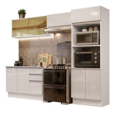Cozinha Completa 270008 Com Armário E Balcão Branco Brilho