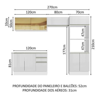 Cozinha Completa 270008 Com Armário E Balcão Branco Brilho