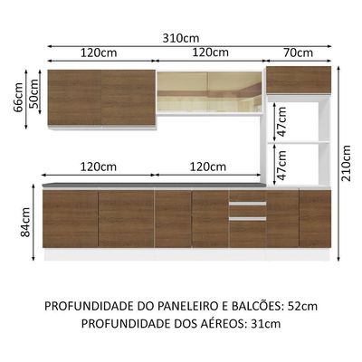 Cozinha Completa 310001 Com Armário E Balcão Branco/Rustic