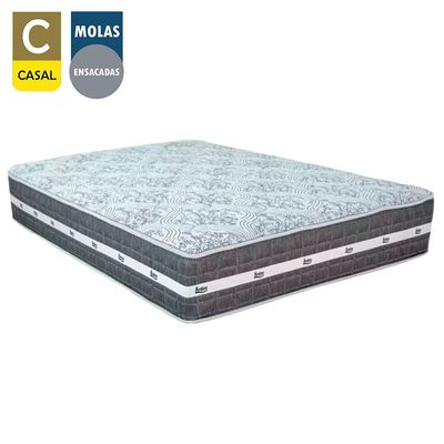 Cama Box Casal Sintético + Colchão Anjos Black Graphite Molas Ensacadas 138x188x64cm Cinza
