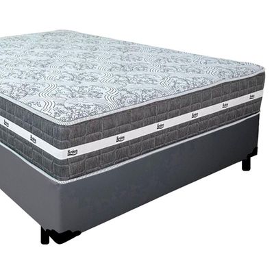 Cama Box Casal Sintético + Colchão Anjos Black Graphite Molas Ensacadas 138x188x64cm Cinza