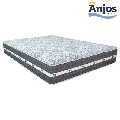Cama Box Casal Sintético + Colchão Anjos Black Graphite Molas Ensacadas 138x188x64cm Cinza