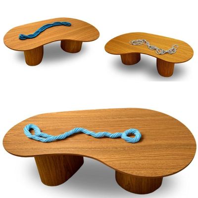 Mesa De Centro Orgânica Bean 90x60cm Freijo