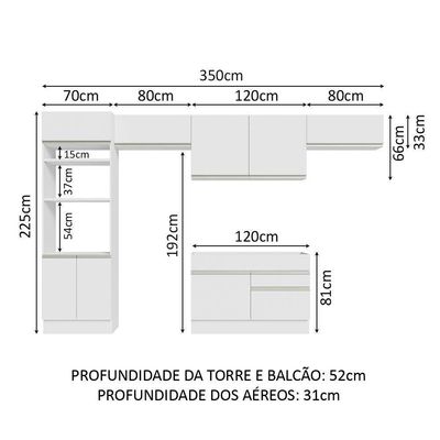 Cozinha Completa 350001 Com Armário E Balcão Branco Branco