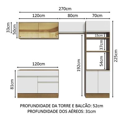 Cozinha Completa 270012 Com Armário E Balcão Rustic/branco