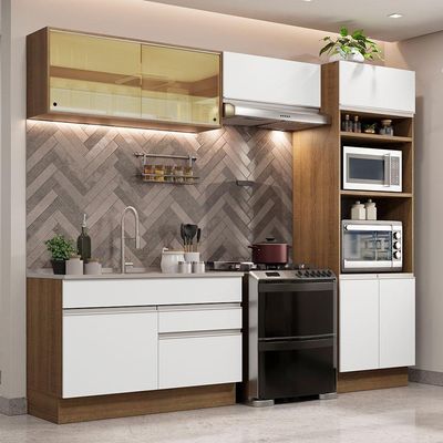 Cozinha Completa 270012 Com Armário E Balcão Rustic/branco