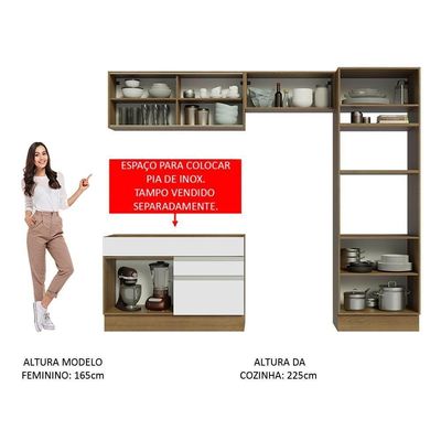 Cozinha Completa 270012 Com Armário E Balcão Rustic/branco