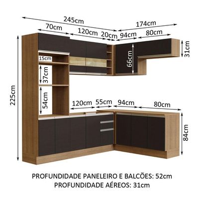Cozinha Completa 419001 Com Armário E Balcão Rustic/Preto